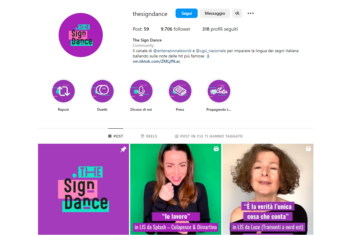 screenshot account instagram The Sign Dance